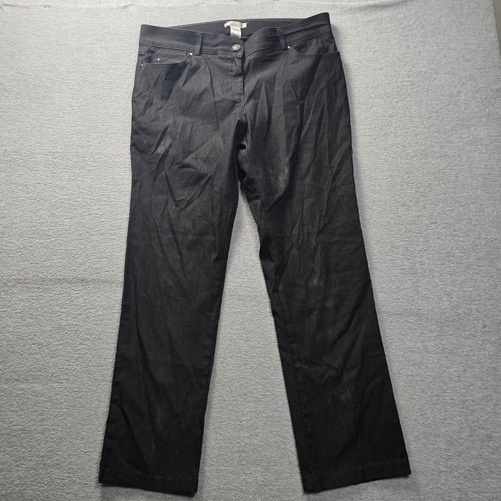 Straight Leg Pants Womens Size 16 Black Stretch Career 89th & Madison